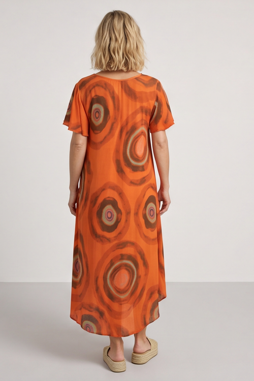 Philomena Circle Print Dress Orange - Image 6