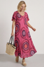 Philomena Circle Print Dress Fuchsia