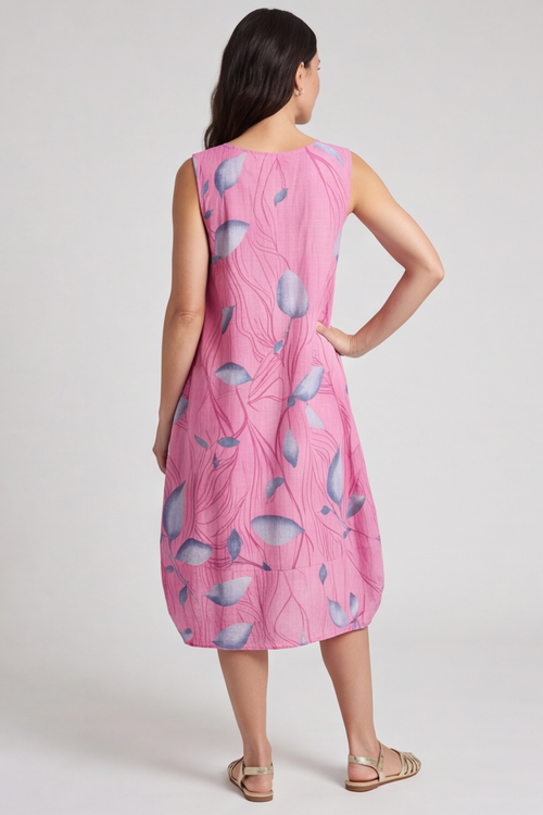 Carrie Sleeveless Print Cotton Dress Pink - Image 6