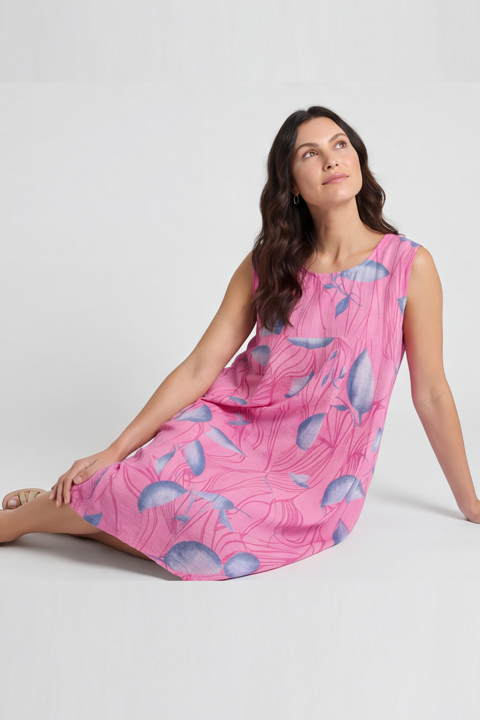 Carrie Sleeveless Print Cotton Dress Pink