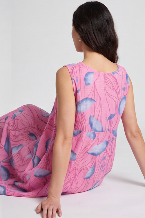 Carrie Sleeveless Print Cotton Dress Pink - Image 7