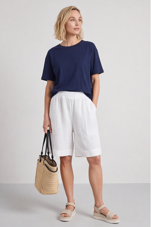 Alora Cotton Easy Shorts White - Image 3
