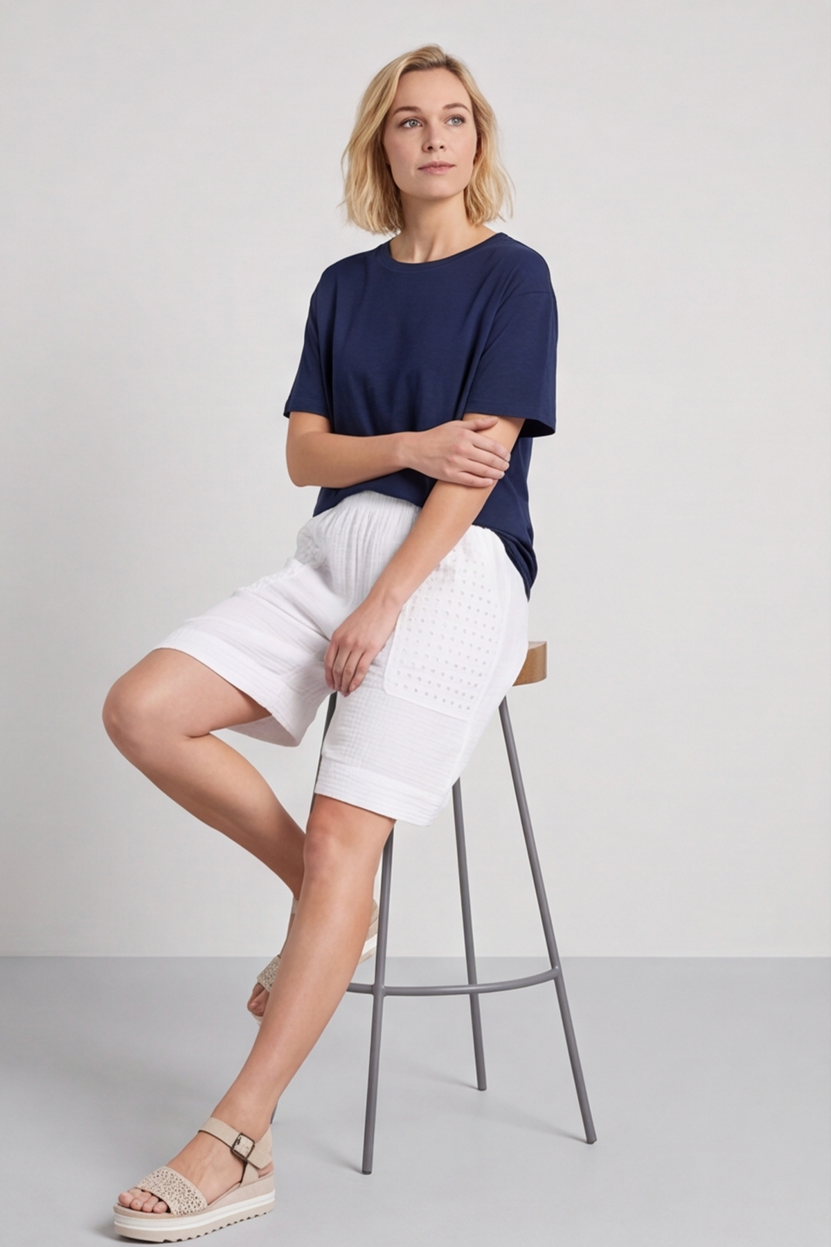Alora Cotton Easy Shorts White