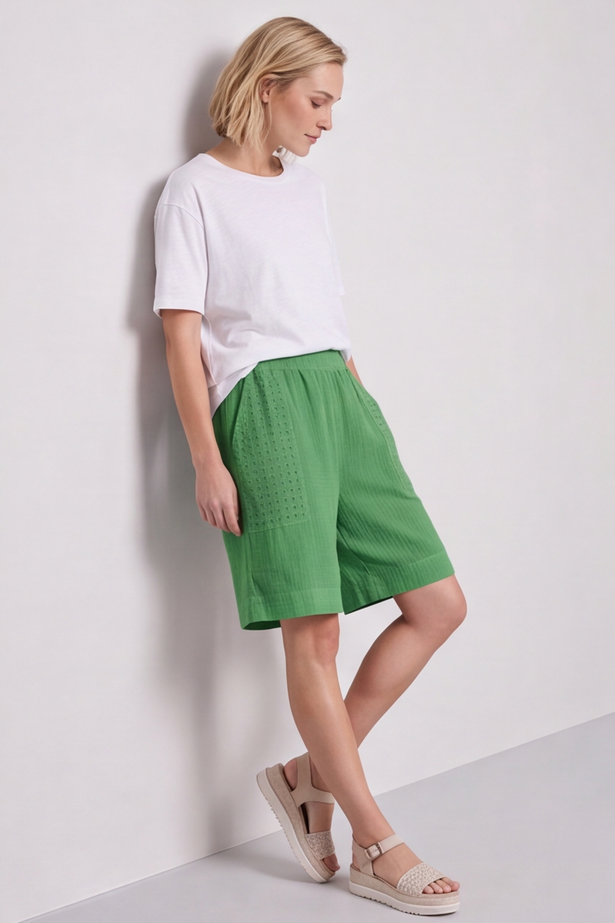 Alora Cotton Easy Shorts Green