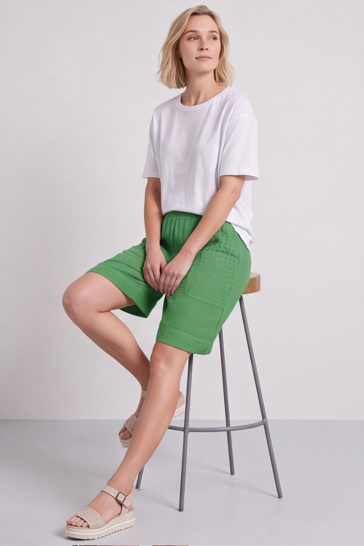 Alora Cotton Easy Shorts Green