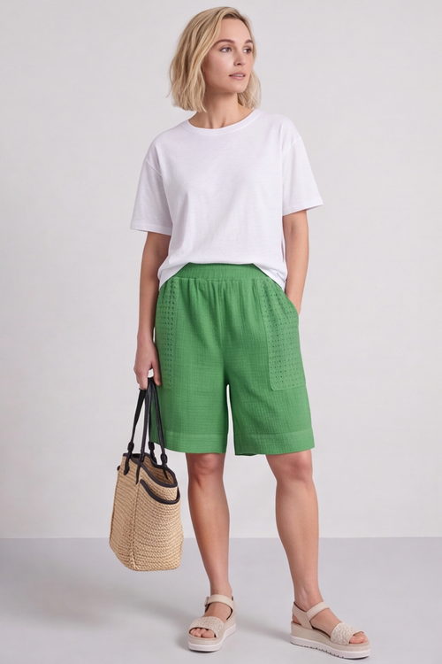 Alora Cotton Easy Shorts Green - Image 3