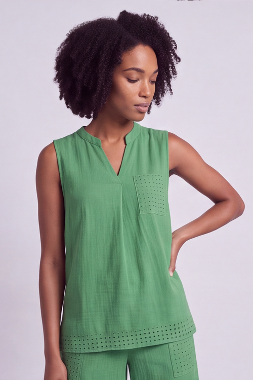 Alora Cotton Relaxed Top Green - Image 8