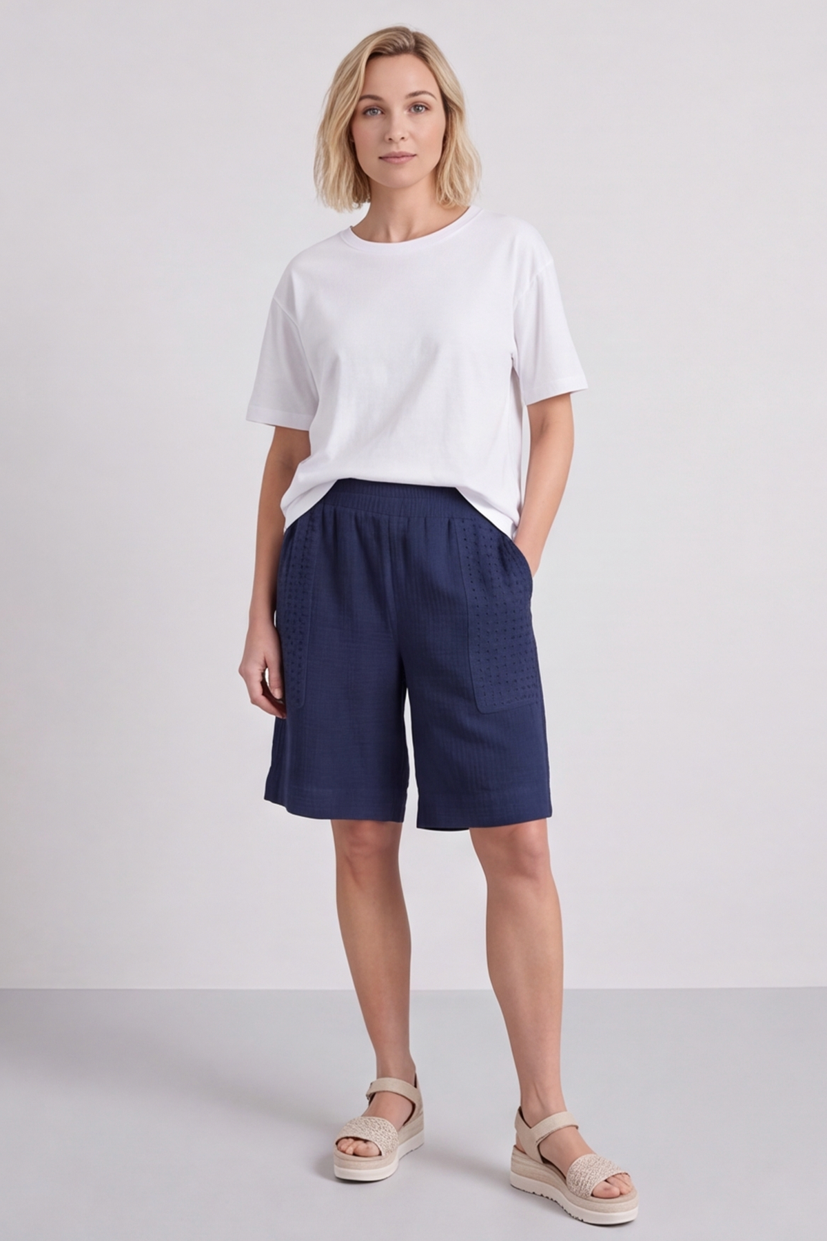 Alora Cotton Easy Shorts Navy