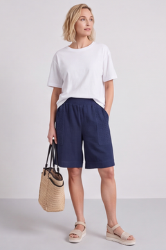 Alora Cotton Easy Shorts Navy
