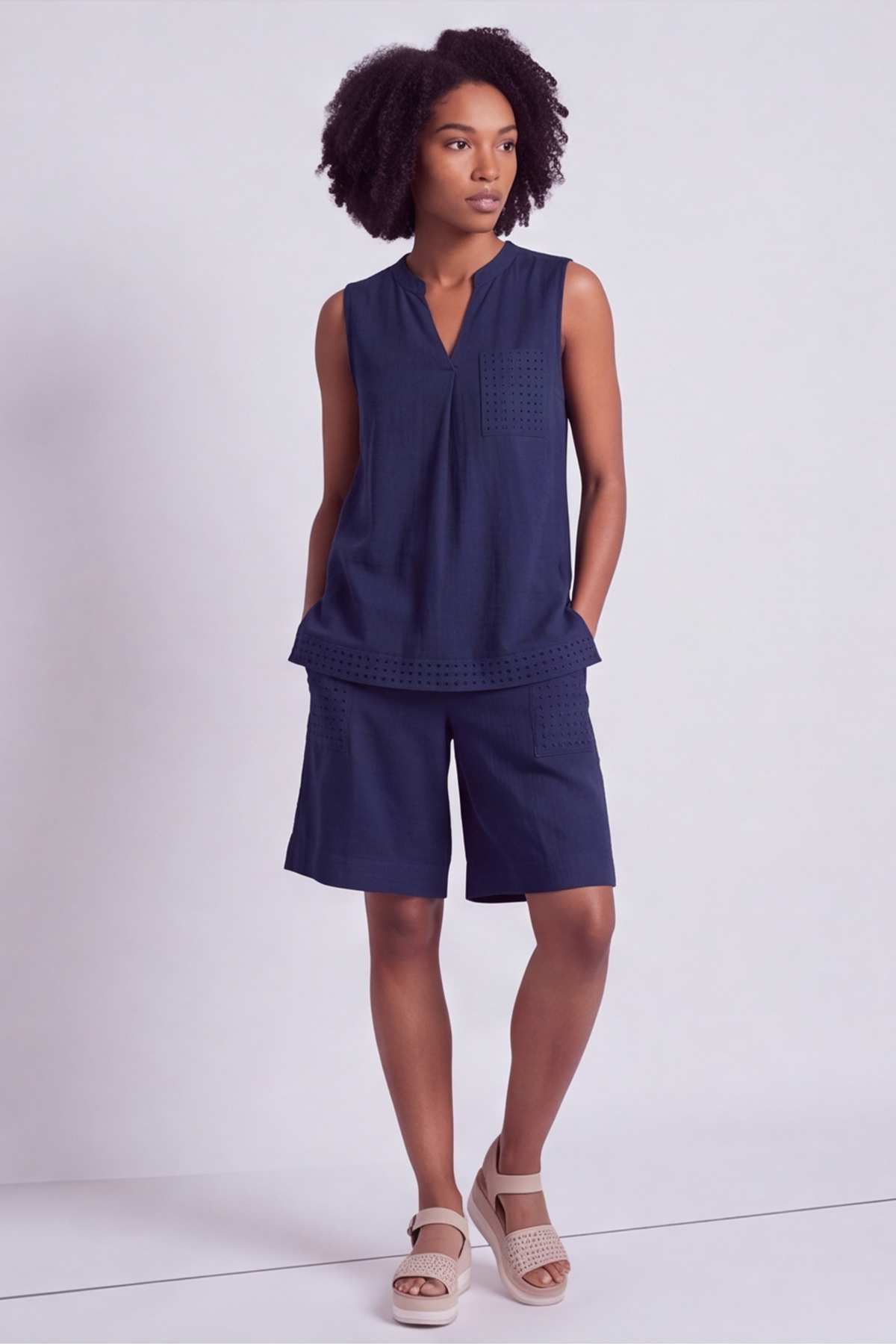 Alora Cotton Relaxed Top Navy