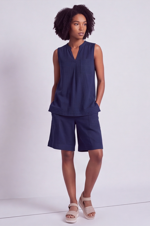 Alora Cotton Relaxed Top Navy - Image 7