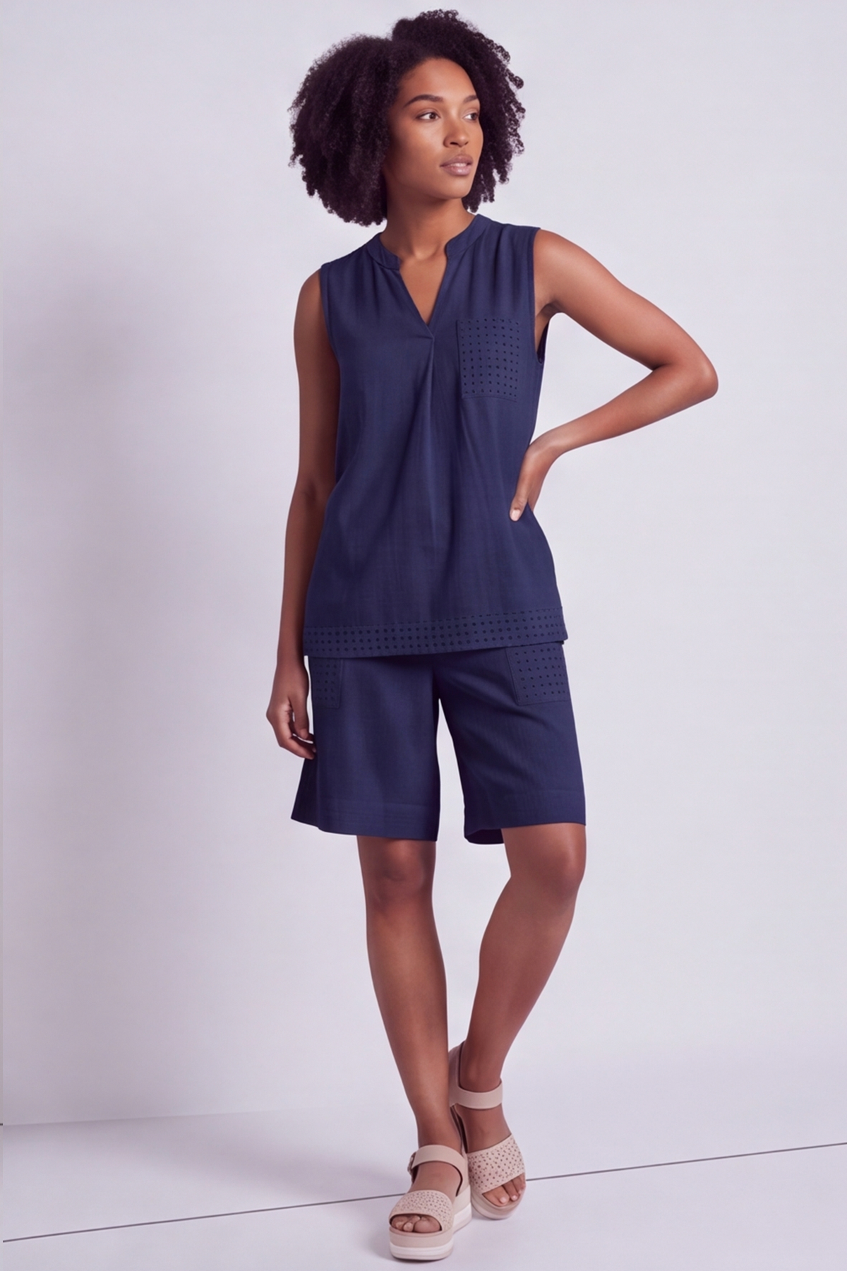 Alora Cotton Relaxed Top Navy