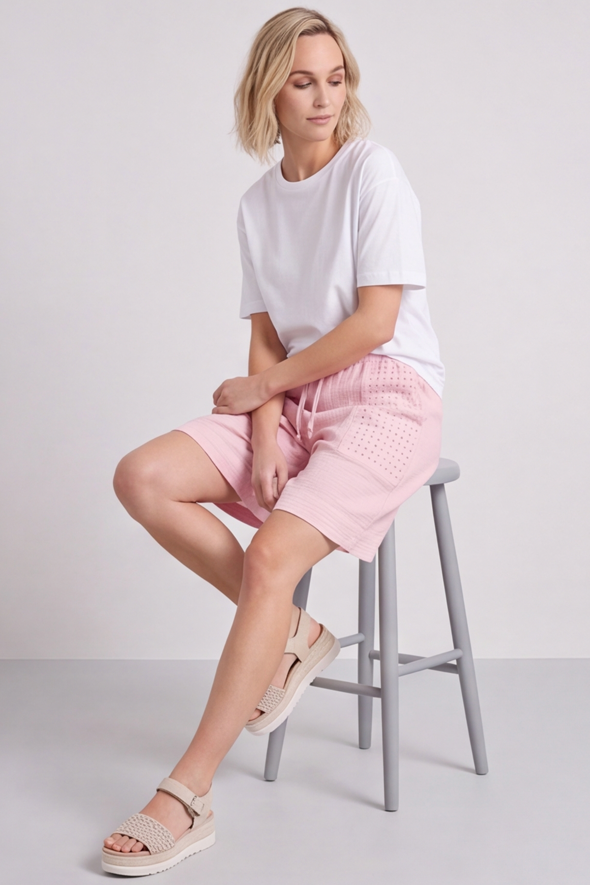 Alora Cotton Easy Shorts Baby Pink