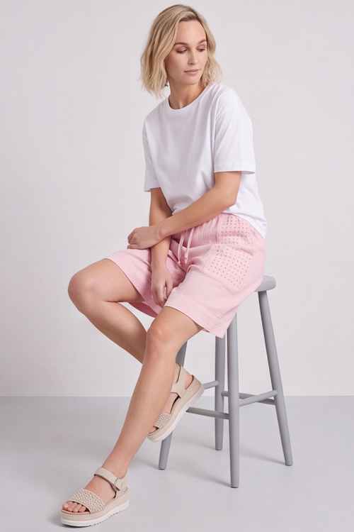 Alora Cotton Easy Shorts Baby Pink - Image 4