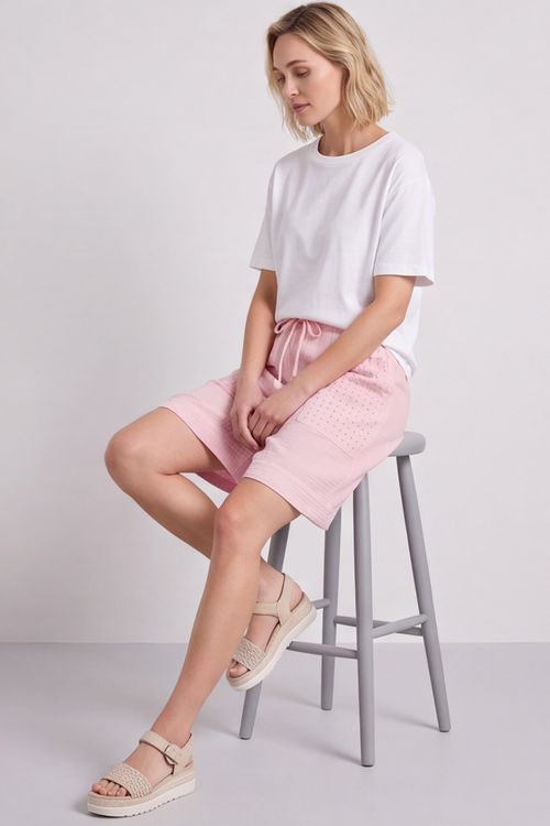 Alora Cotton Easy Shorts Baby Pink - Image 6