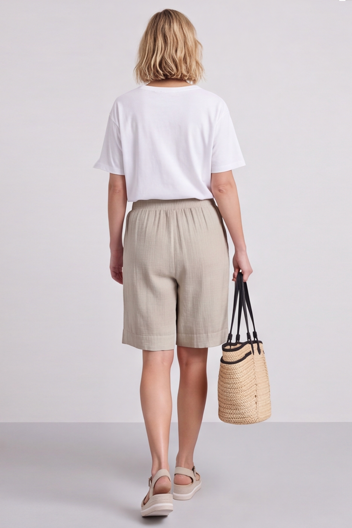 Alora Cotton Easy Shorts Stone