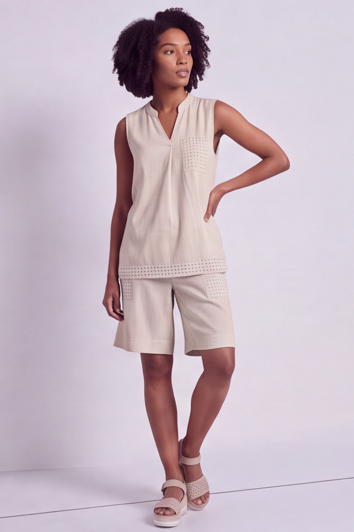 Alora Cotton Relaxed Top Stone