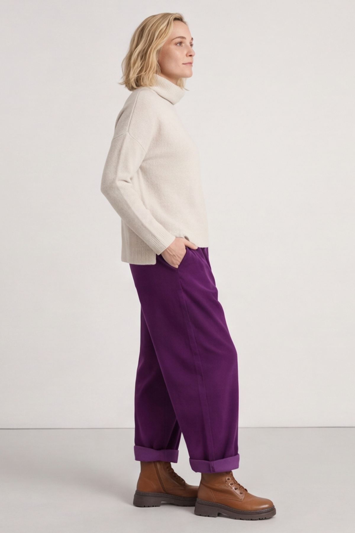 Poppy Needlecord Trousers Berry