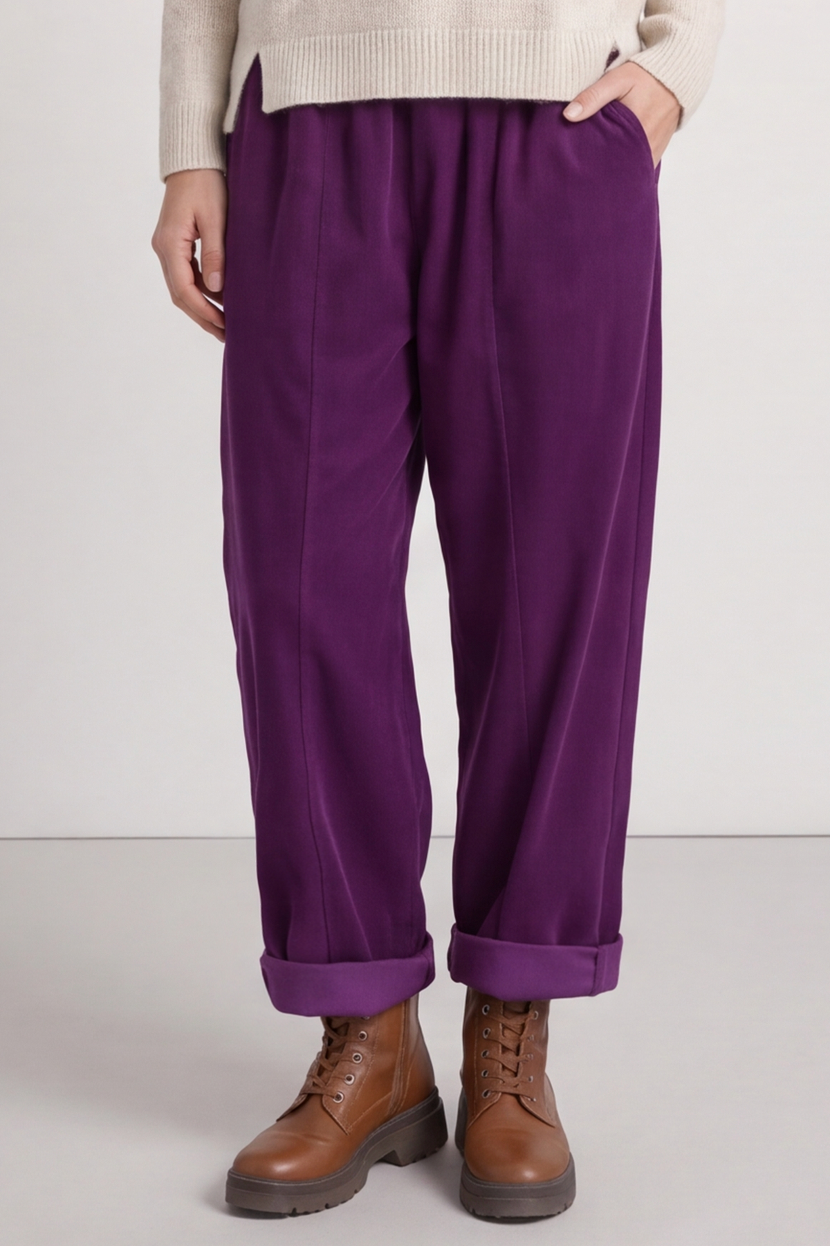 Poppy Needlecord Trousers Berry
