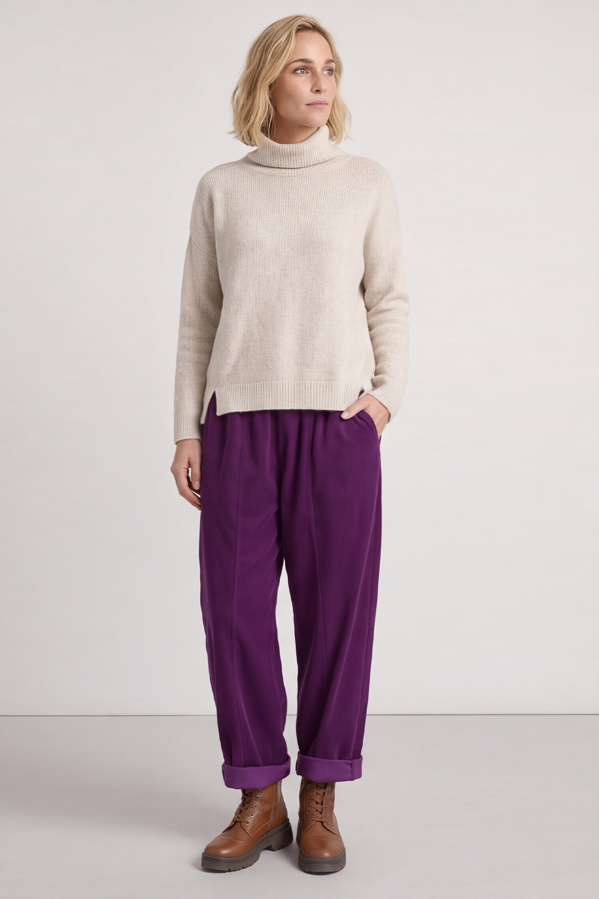Poppy Needlecord Trousers Berry
