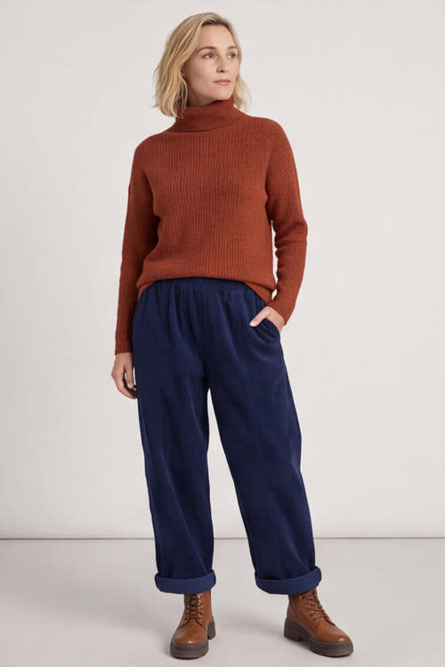 Poppy Needlecord Trousers Navy - Image 1