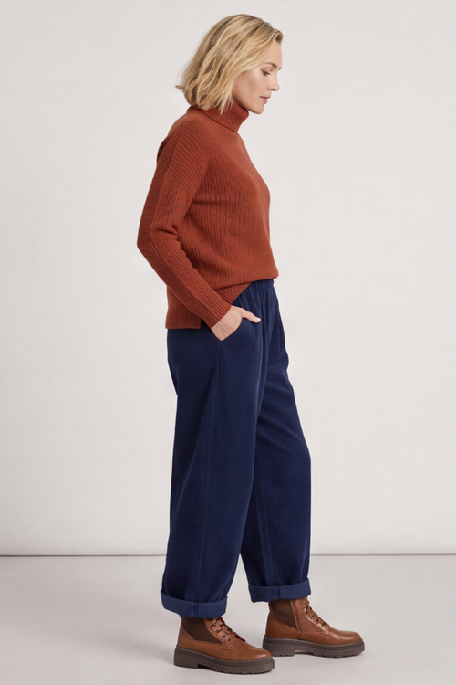 Poppy Needlecord Trousers Navy - Image 4