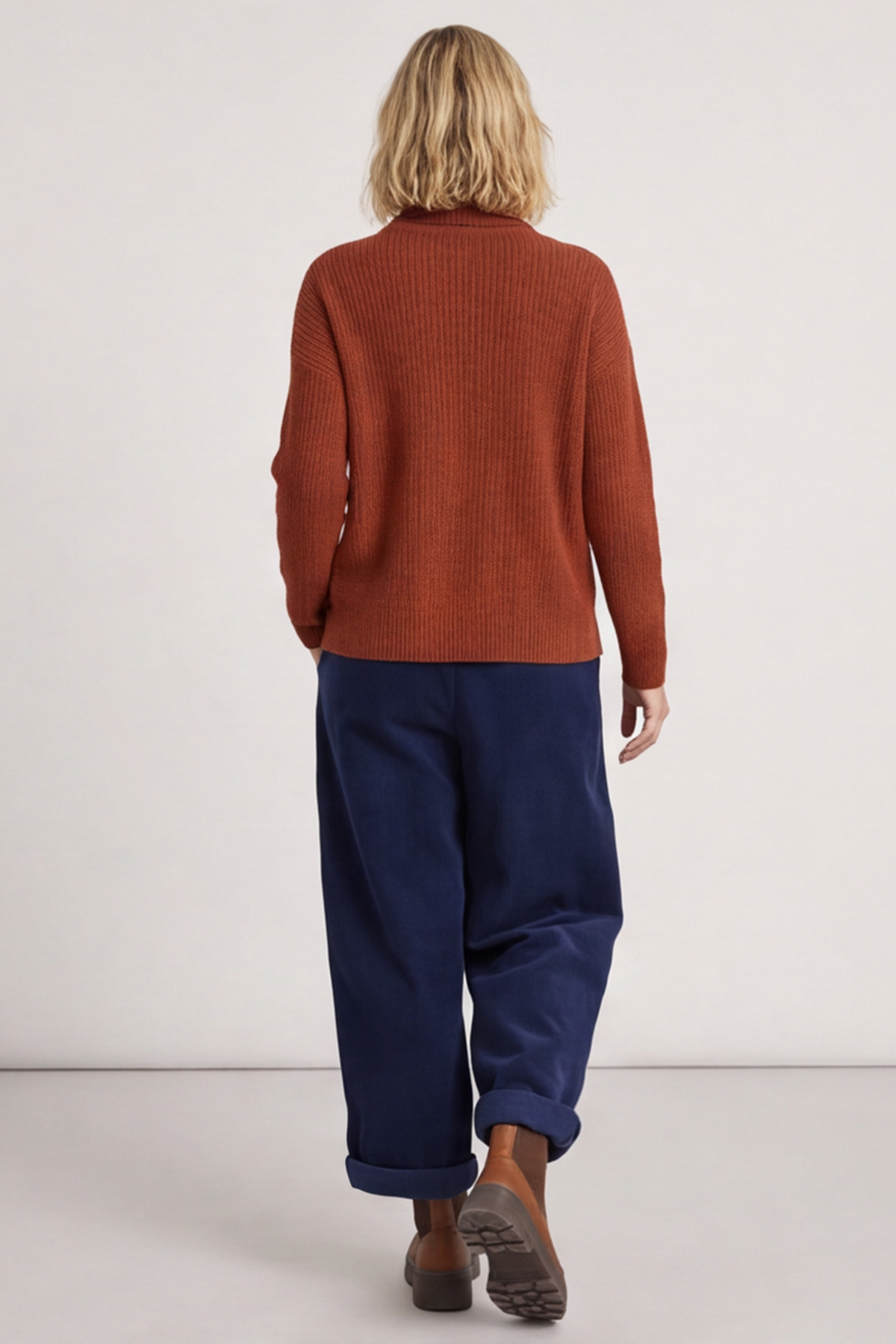 Poppy Needlecord Trousers Navy