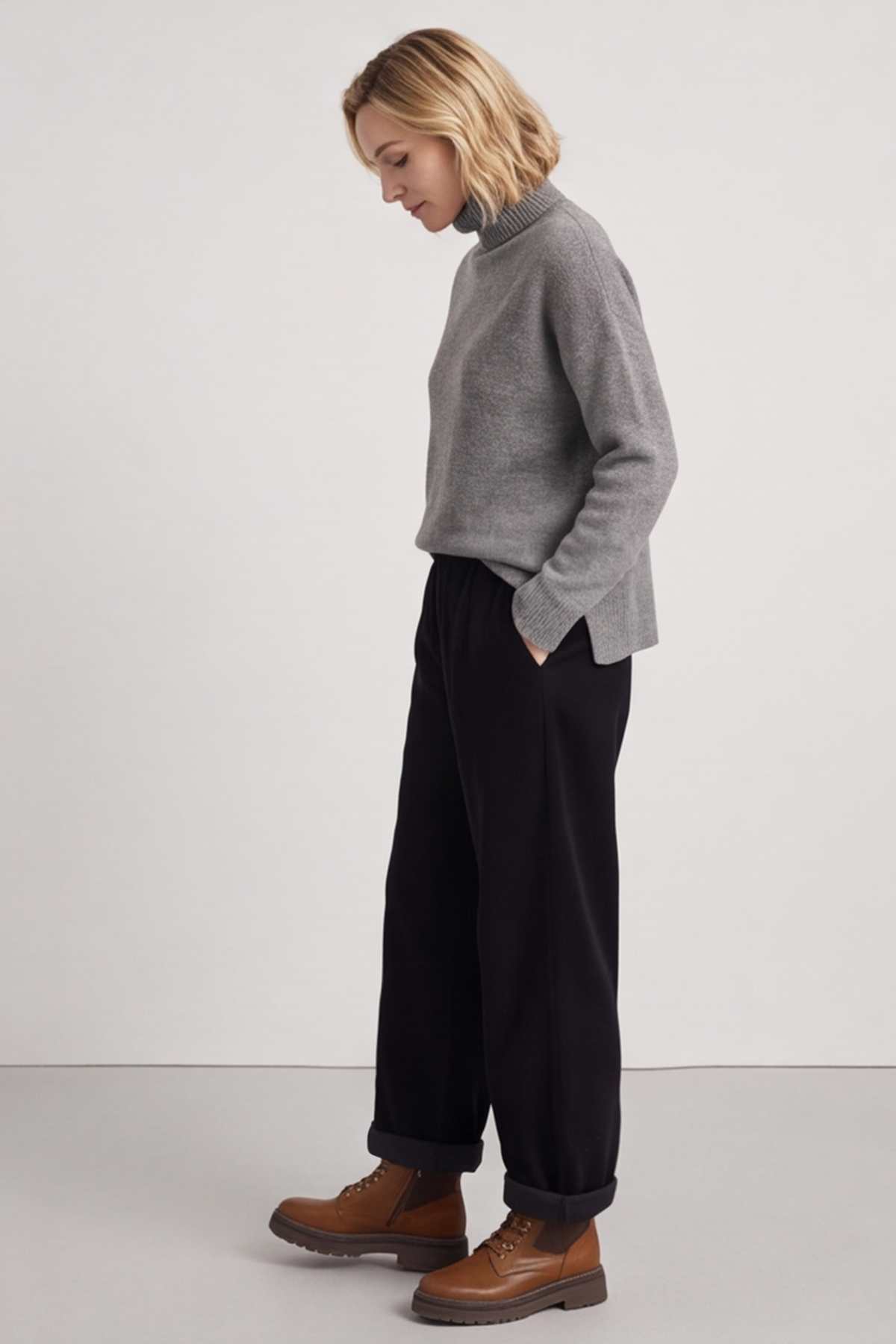 Poppy Needlecord Trousers Black