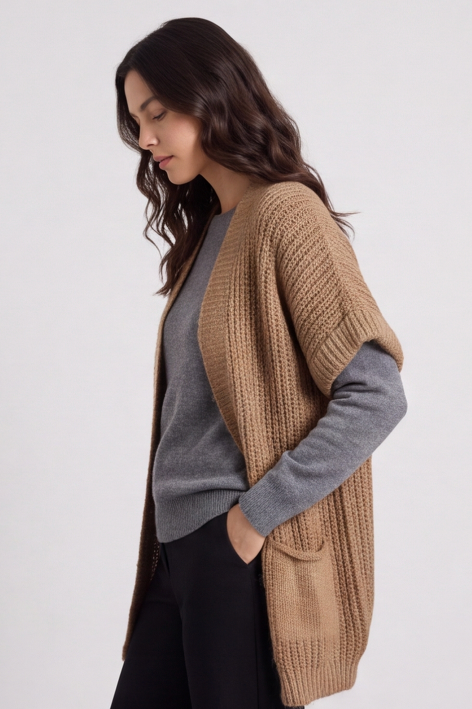 Quinn Knitted Cardigan Camel