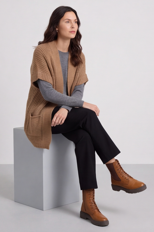 Quinn Knitted Cardigan Camel - Image 3