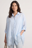 Reban Lace Trim Cotton Shirt Light Blue