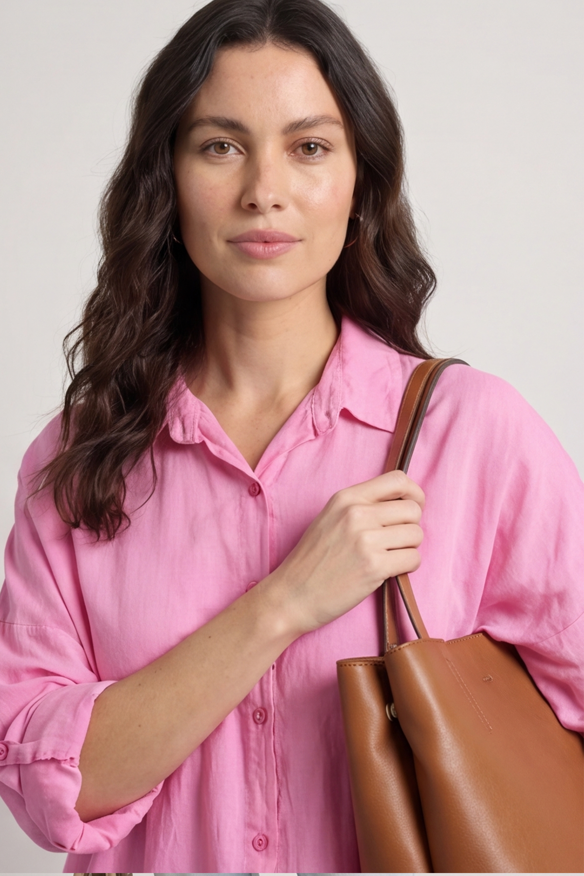 Reban Lace Trim Cotton Shirt Fuchsia
