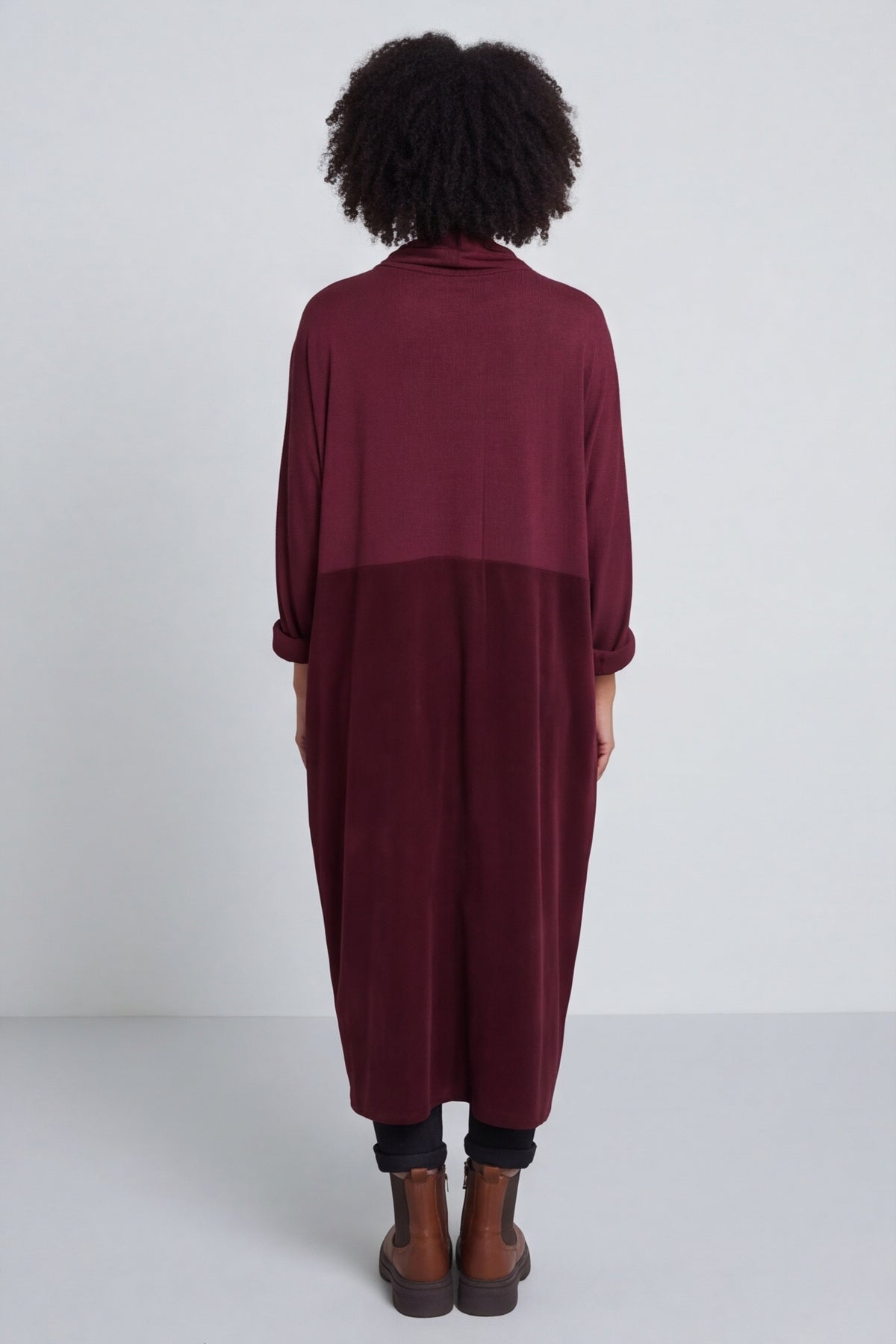 Libby Cowl Neck Cotton Dress Wine