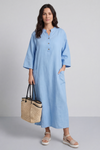 Reese Button Linen Dress Powder Blue