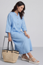 Reese Button Linen Dress Powder Blue
