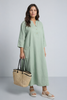 Reese Button Linen Dress Sage Green
