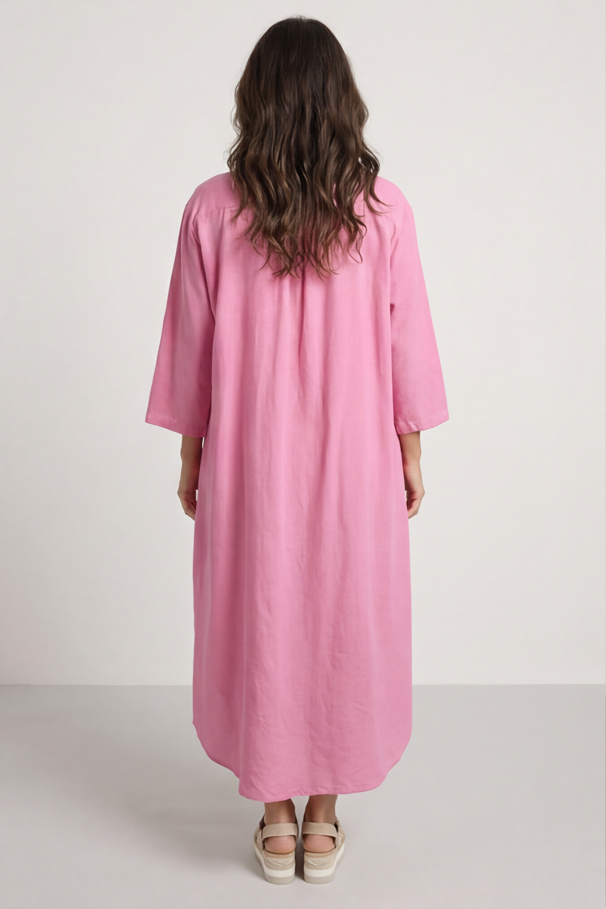 Reese Button Linen Dress Fuchsia