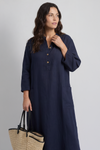Reese Button Linen Dress Navy