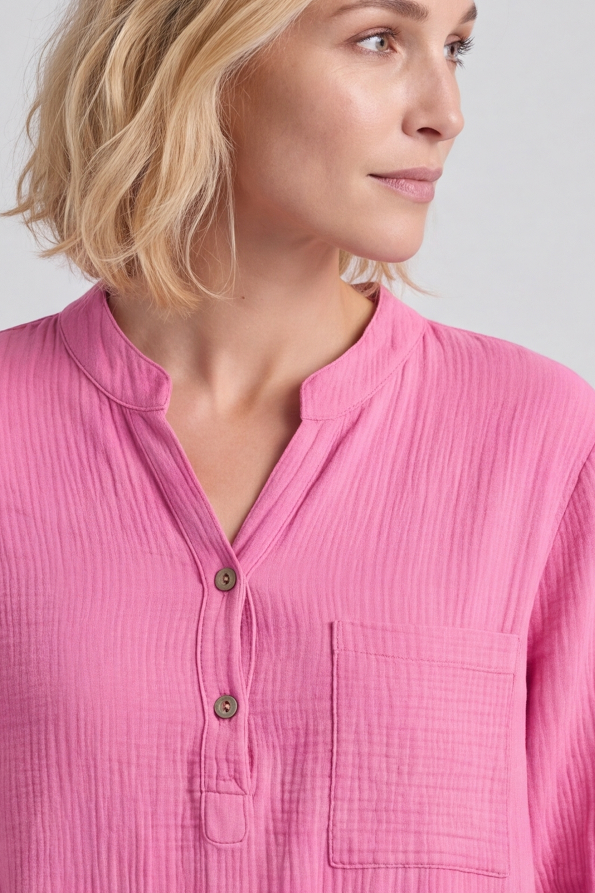 Rhiannon Crinkle Cotton Pink Top