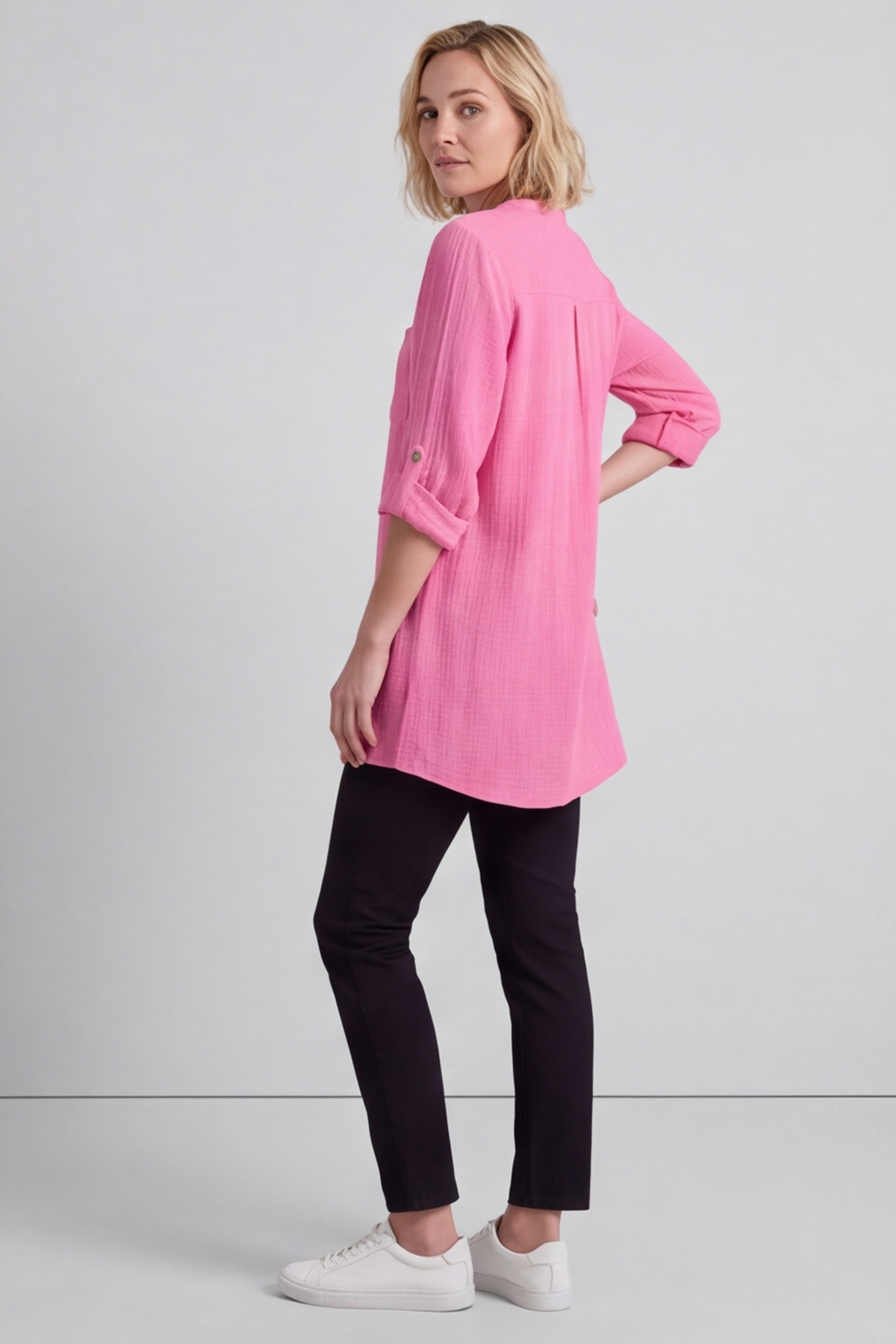 Rhiannon Crinkle Cotton Pink Top