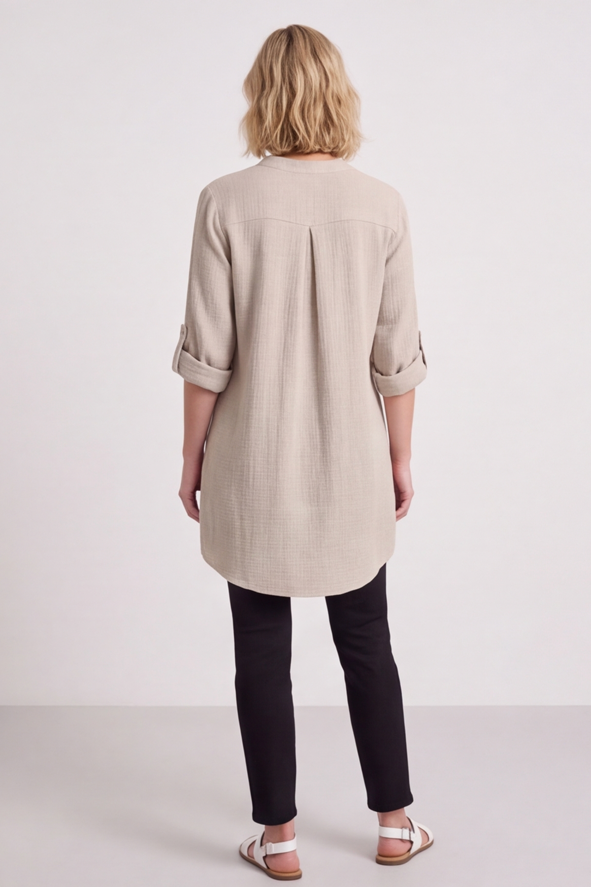 Rhiannon Crinkle Cotton Stone Tunic