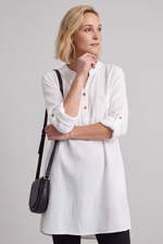 Rhiannon Crinkle Cotton White Tunic White - Rhiannon Crinkle Cotton White Tunic