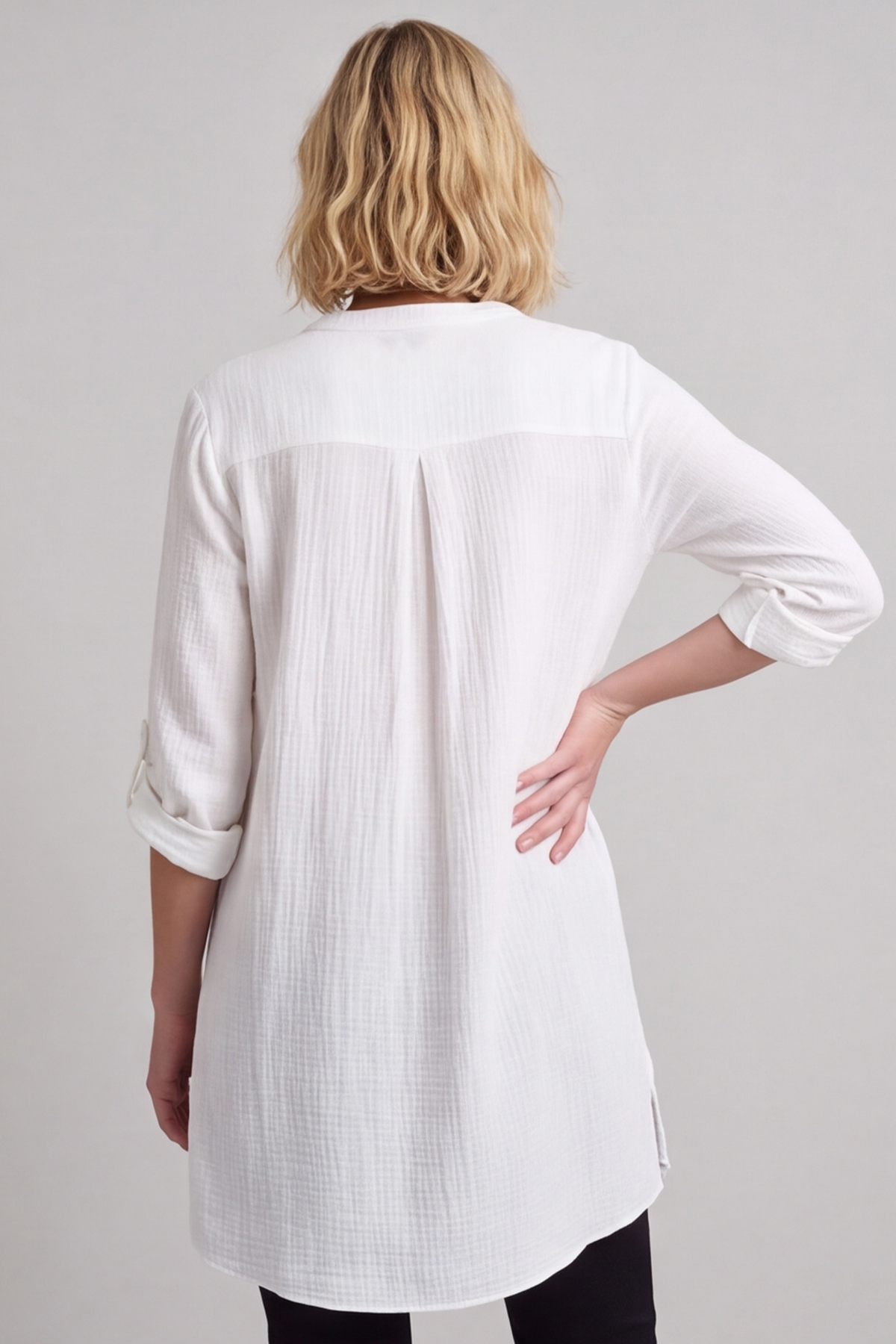 Rhiannon Crinkle Cotton White Tunic