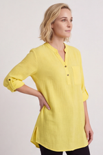Rhiannon Crinkle Cotton Yellow Top Yellow - Rhiannon Crinkle Cotton Yellow Top
