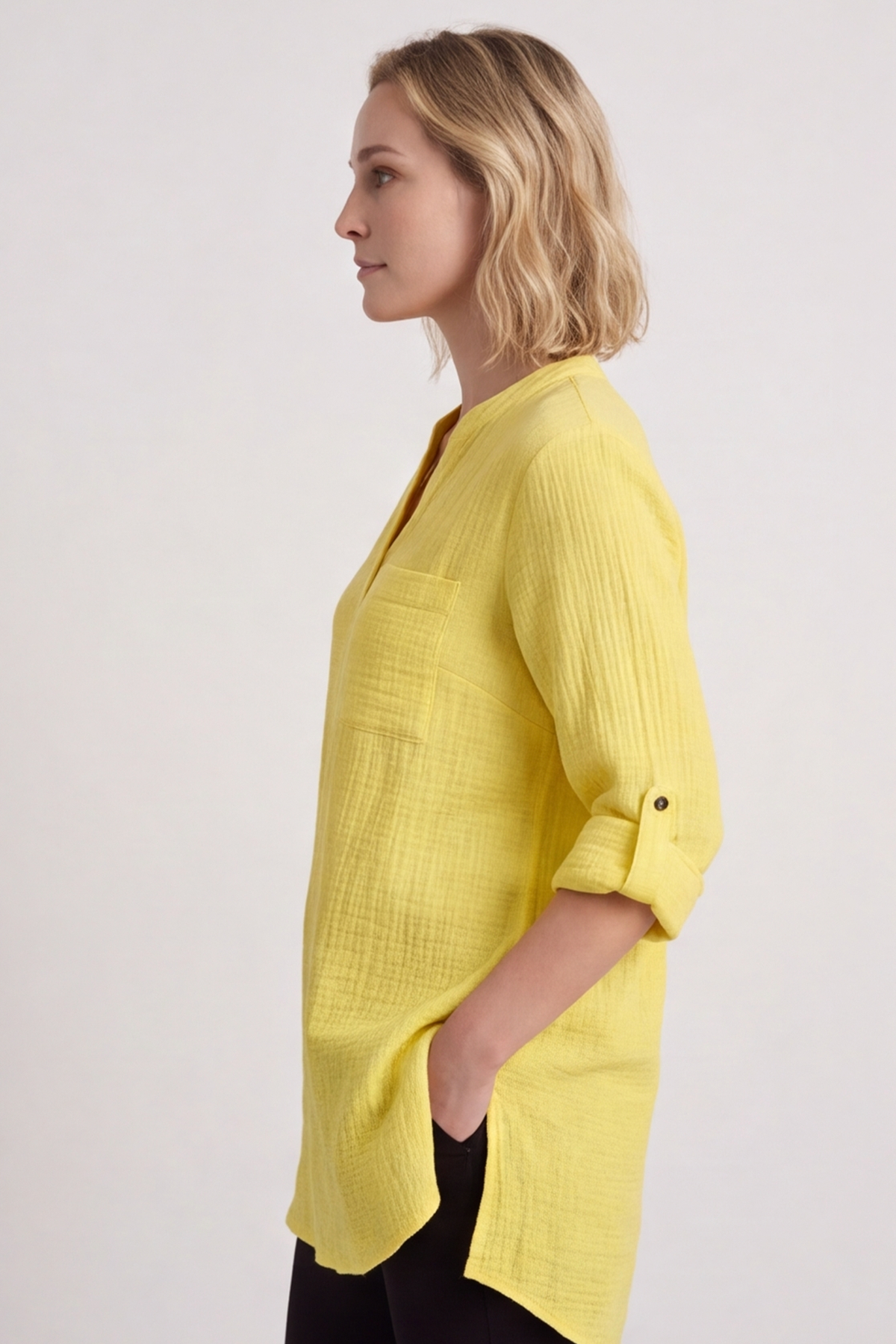 Rhiannon Crinkle Cotton Yellow Top