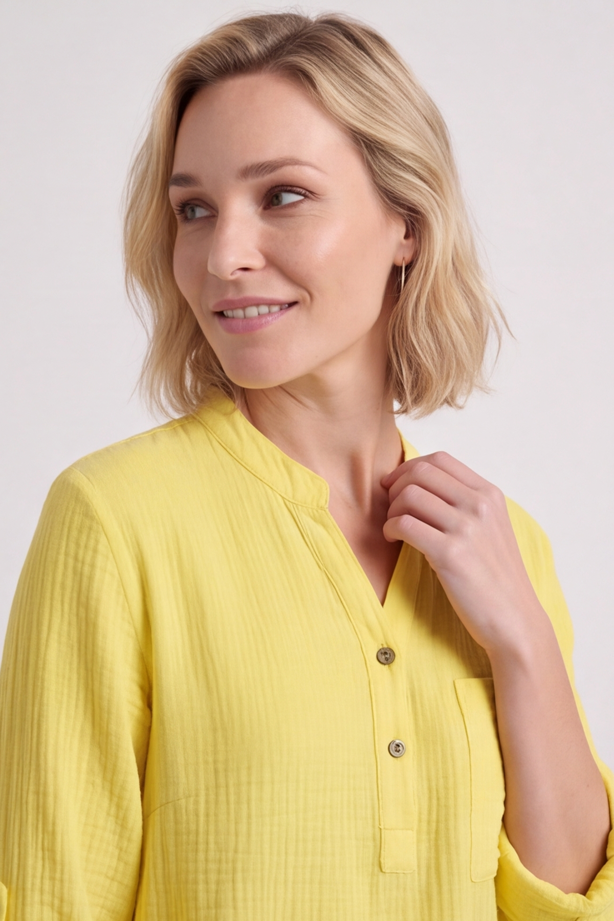 Rhiannon Crinkle Cotton Yellow Top