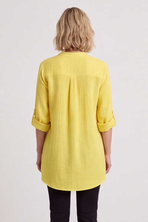 Rhiannon Crinkle Cotton Yellow Top - Image 5