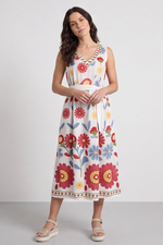 Rica Embroidered Floral Tie Dress White - Rica Embroidered Floral Tie Dress
