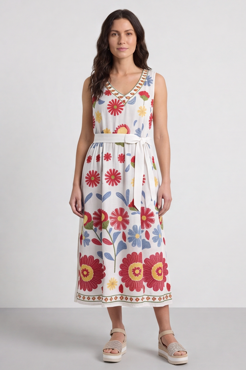Rica Embroidered Floral Tie Dress - Image 3
