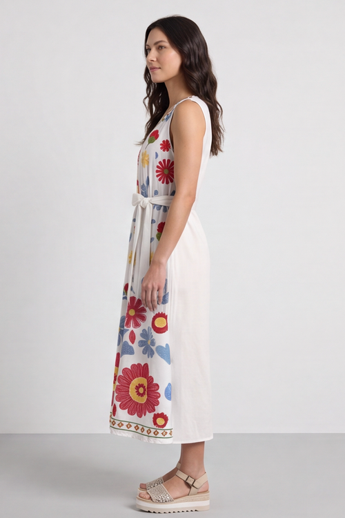 Rica Embroidered Floral Tie Dress - Image 5